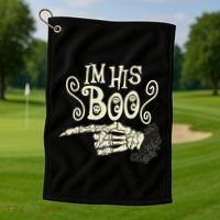 Funny Halloween I'm His Boo Matching Couple Shirts Golf Towel thumb 1