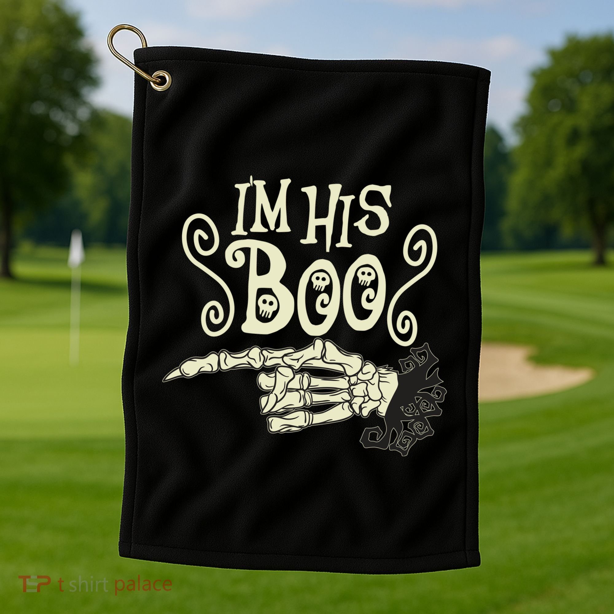 Funny Halloween I'm His Boo Matching Couple Shirts Golf Towel