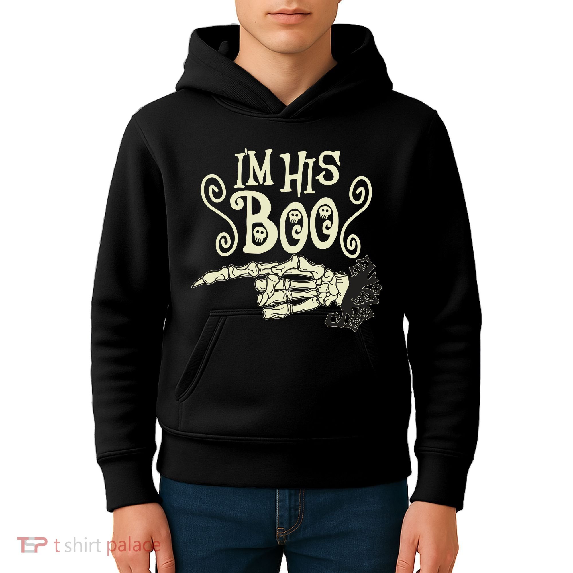 Funny Halloween I'm His Boo Matching Couple Shirts Kids Hoodie