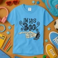 Funny Halloween I'm His Boo Matching Couple Shirts Kids T-Shirt thumb 3