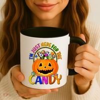 Funny Halloween I'm Just Here For The Candy Coffee Mug thumb 3