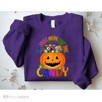 Funny Halloween I'm Just Here For The Candy Sweatshirt thumb 2