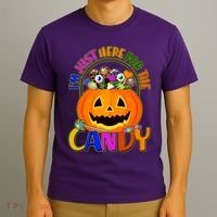 Funny Halloween I'm Just Here For The Candy T-Shirt thumb 3