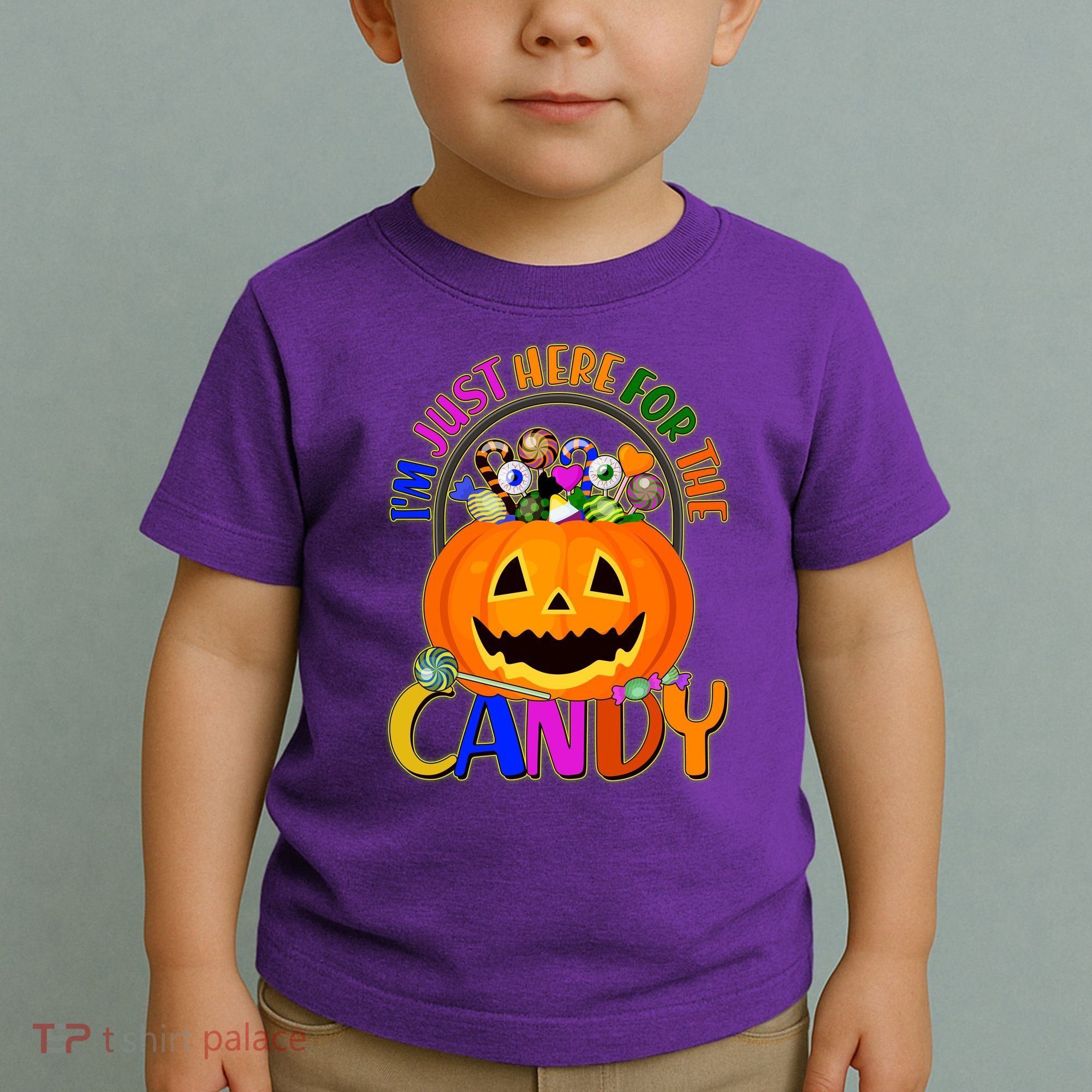 Funny Halloween I'm Just Here For The Candy Toddler T-Shirt