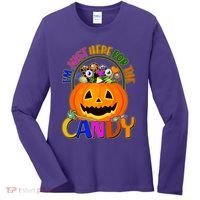 Funny Halloween I'm Just Here For The Candy Women's Long Sleeve Shirt thumb 0