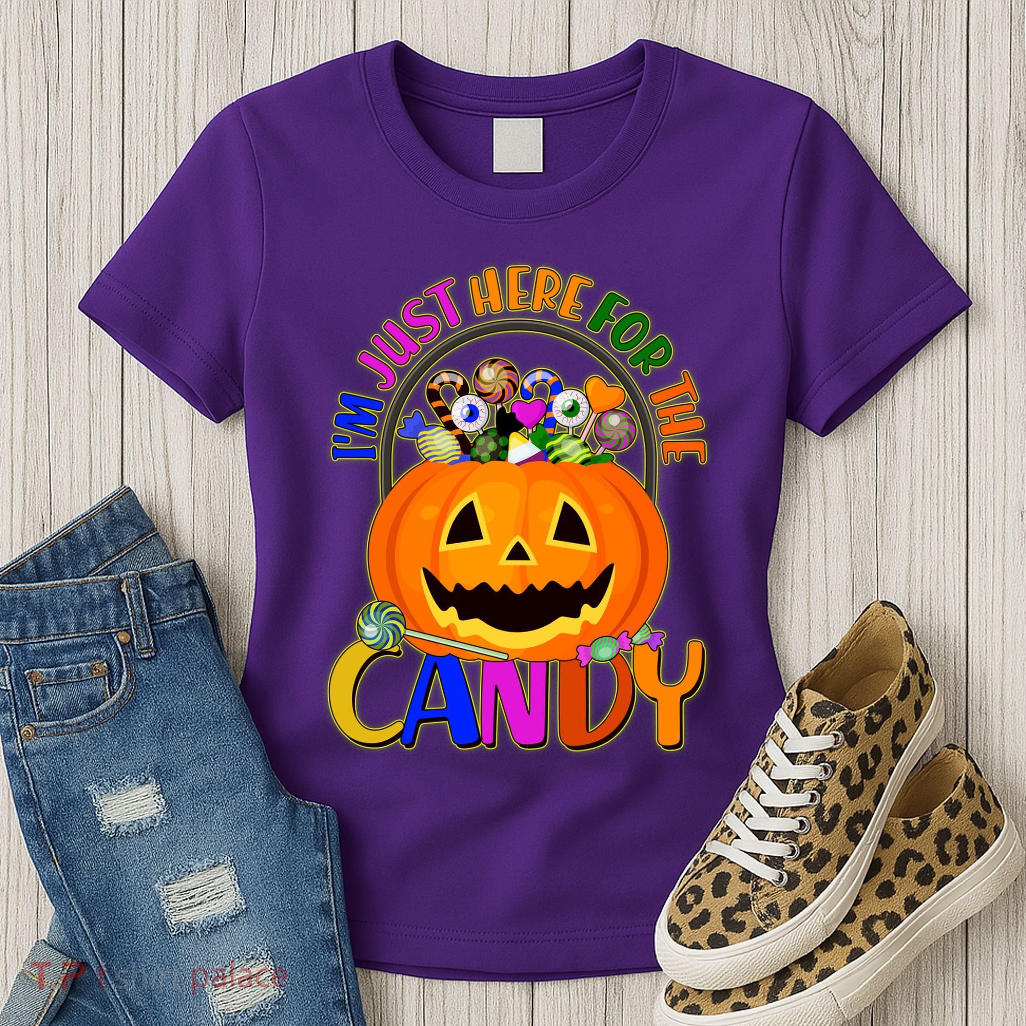 Funny Halloween I'm Just Here For The Candy Women's T-Shirt
