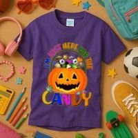 Funny Halloween I'm Just Here For The Candy Kids T-Shirt thumb 3
