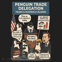 Funny Heard Island Penguins Against Tariffs Beanie thumb 2