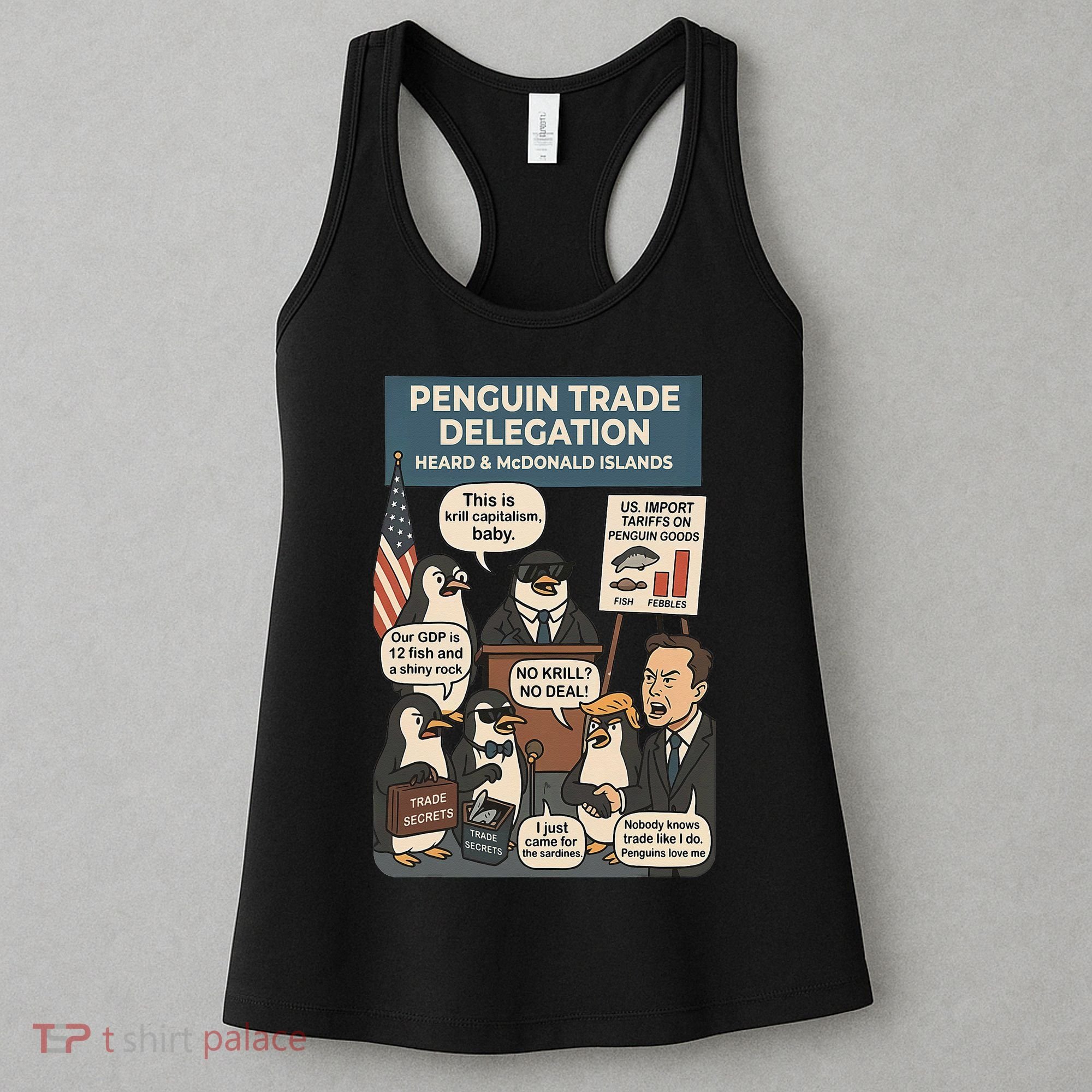 Funny Heard Island Penguins Against Tariffs Women's Tank Top