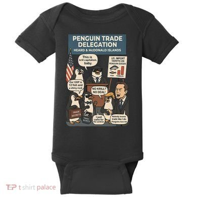 Funny Heard Island Penguins Against Tariffs Baby Bodysuit