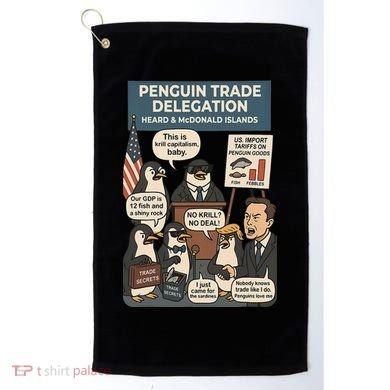 Funny Heard Island Penguins Against Tariffs Golf Towel