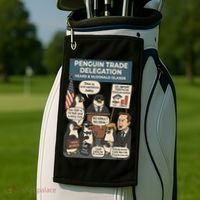 Funny Heard Island Penguins Against Tariffs Golf Towel thumb 2
