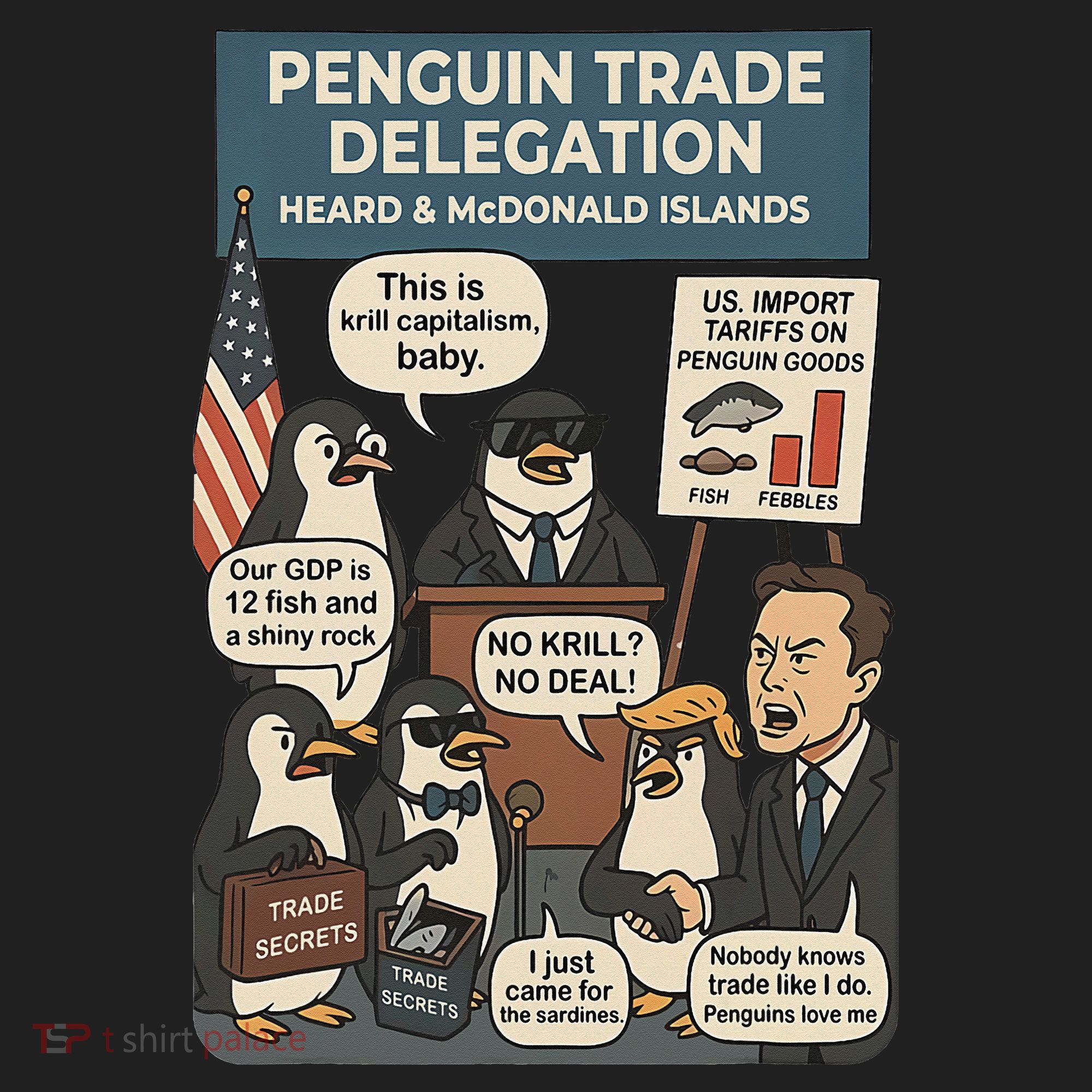 Funny Heard Island Penguins Against Tariffs Golf Towel