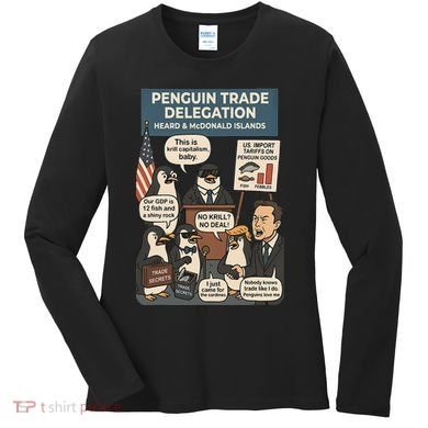 Funny Heard Island Penguins Against Tariffs Women's Long Sleeve Shirt