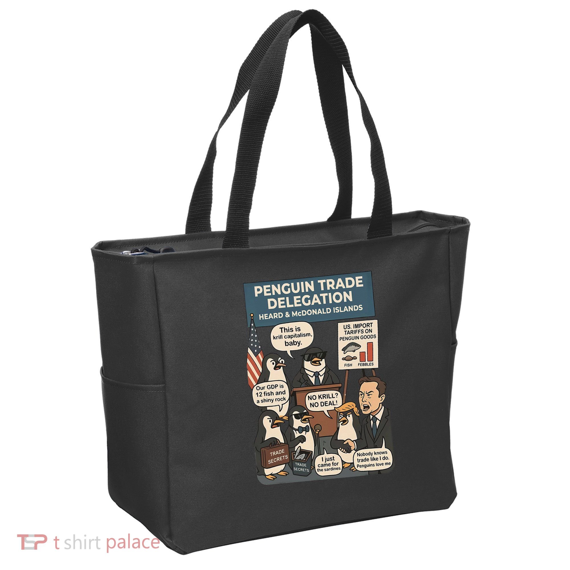 Funny Heard Island Penguins Against Tariffs Tote Bag