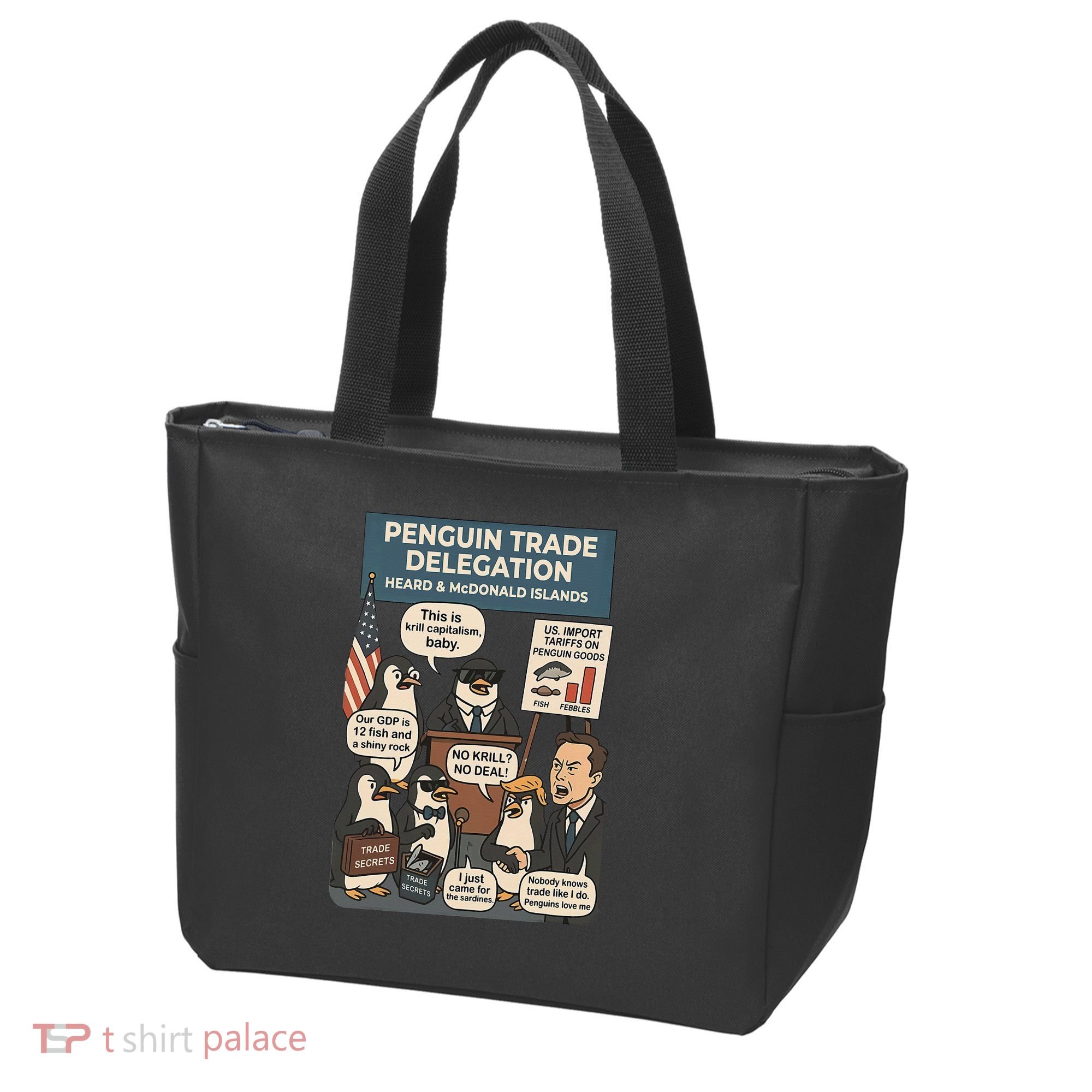 Funny Heard Island Penguins Against Tariffs Tote Bag