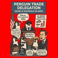 Funny Heard Island Penguins Against Tariffs Santa Hat thumb 1