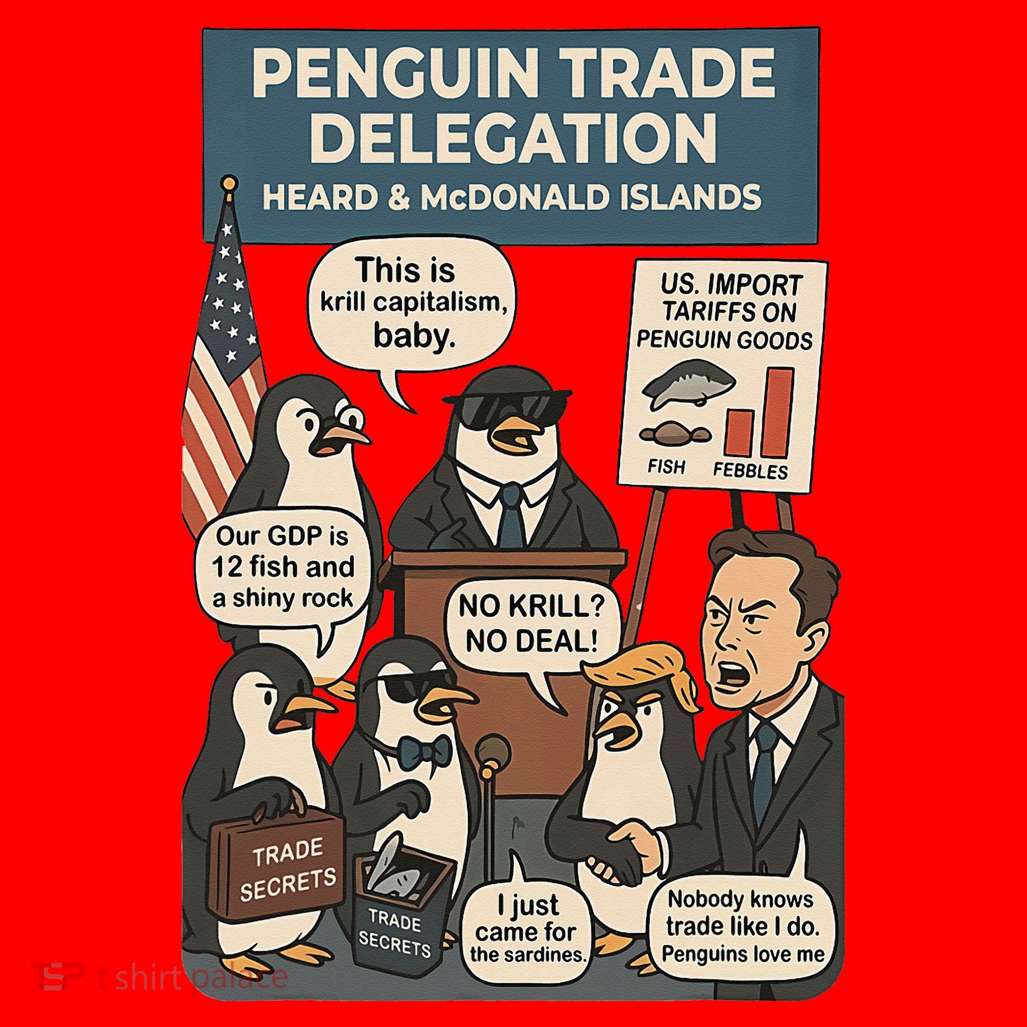 Funny Heard Island Penguins Against Tariffs Santa Hat