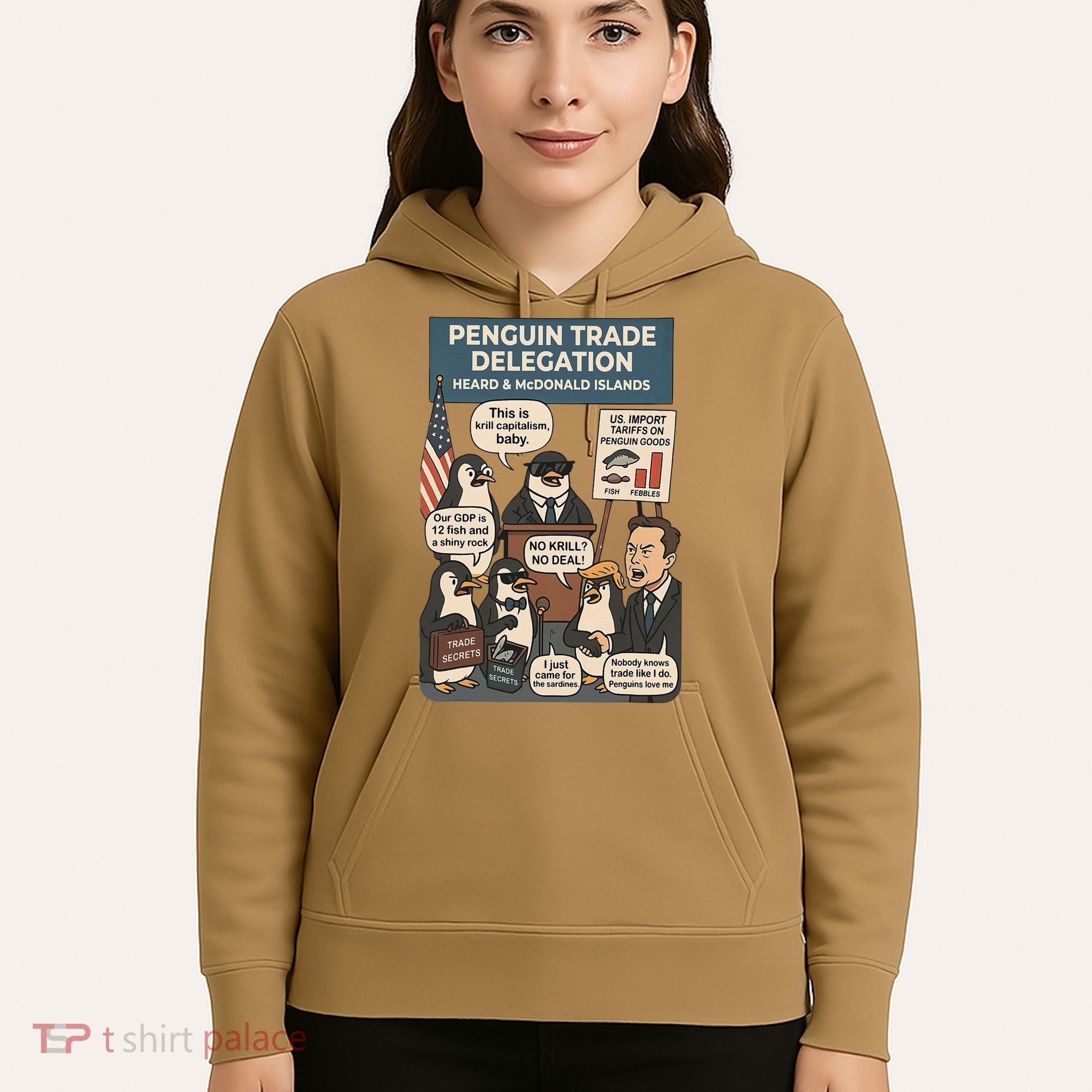 Funny Heard Island Penguins Against Tariffs Hoodie