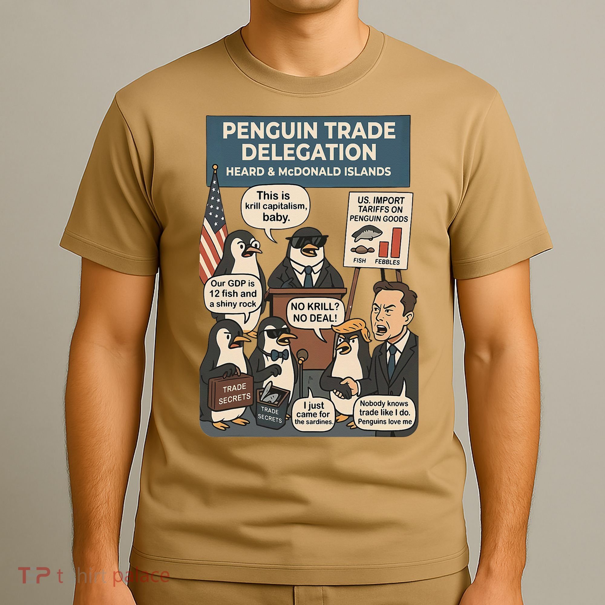 Funny Heard Island Penguins Against Tariffs T-Shirt