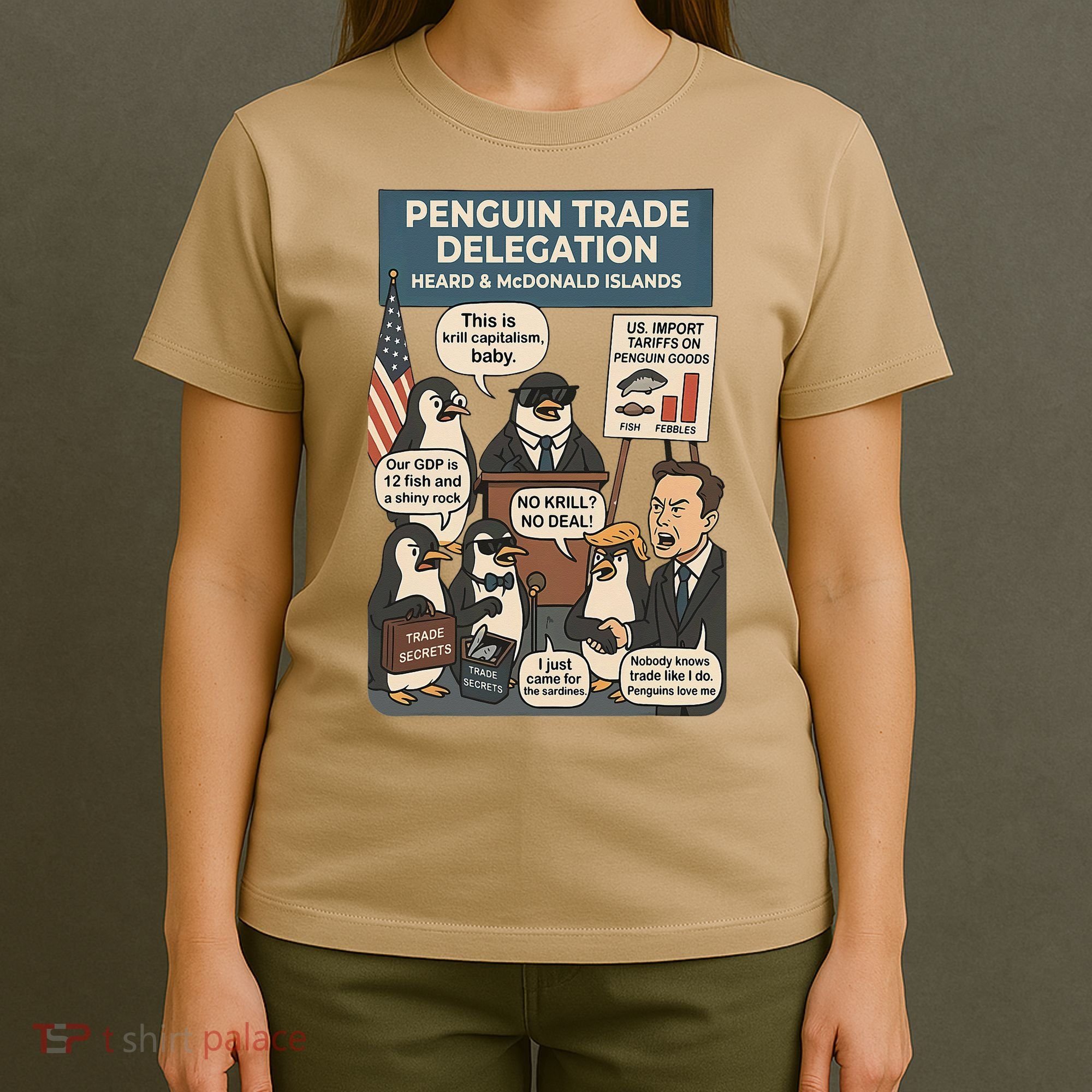 Funny Heard Island Penguins Against Tariffs T-Shirt