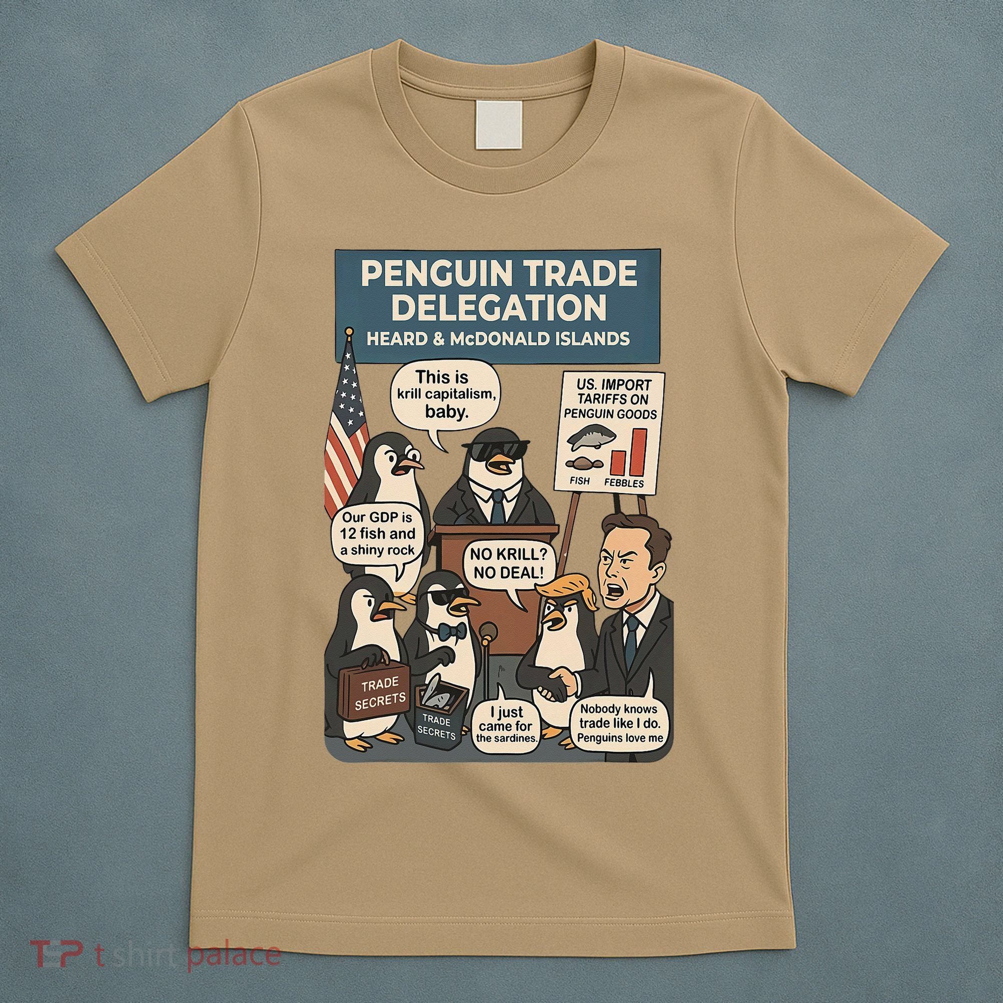 Funny Heard Island Penguins Against Tariffs T-Shirt