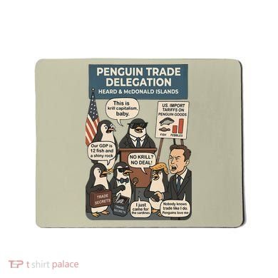 Funny Heard Island Penguins Against Tariffs Mousepad