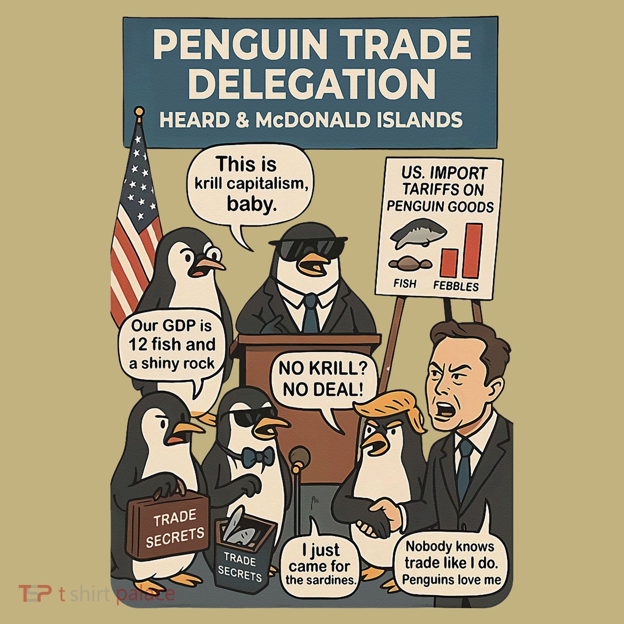 Funny Heard Island Penguins Against Tariffs Kids T-Shirt
