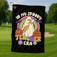 Funny Halloween In My Spooky Teacher Era Golf Towel thumb 1