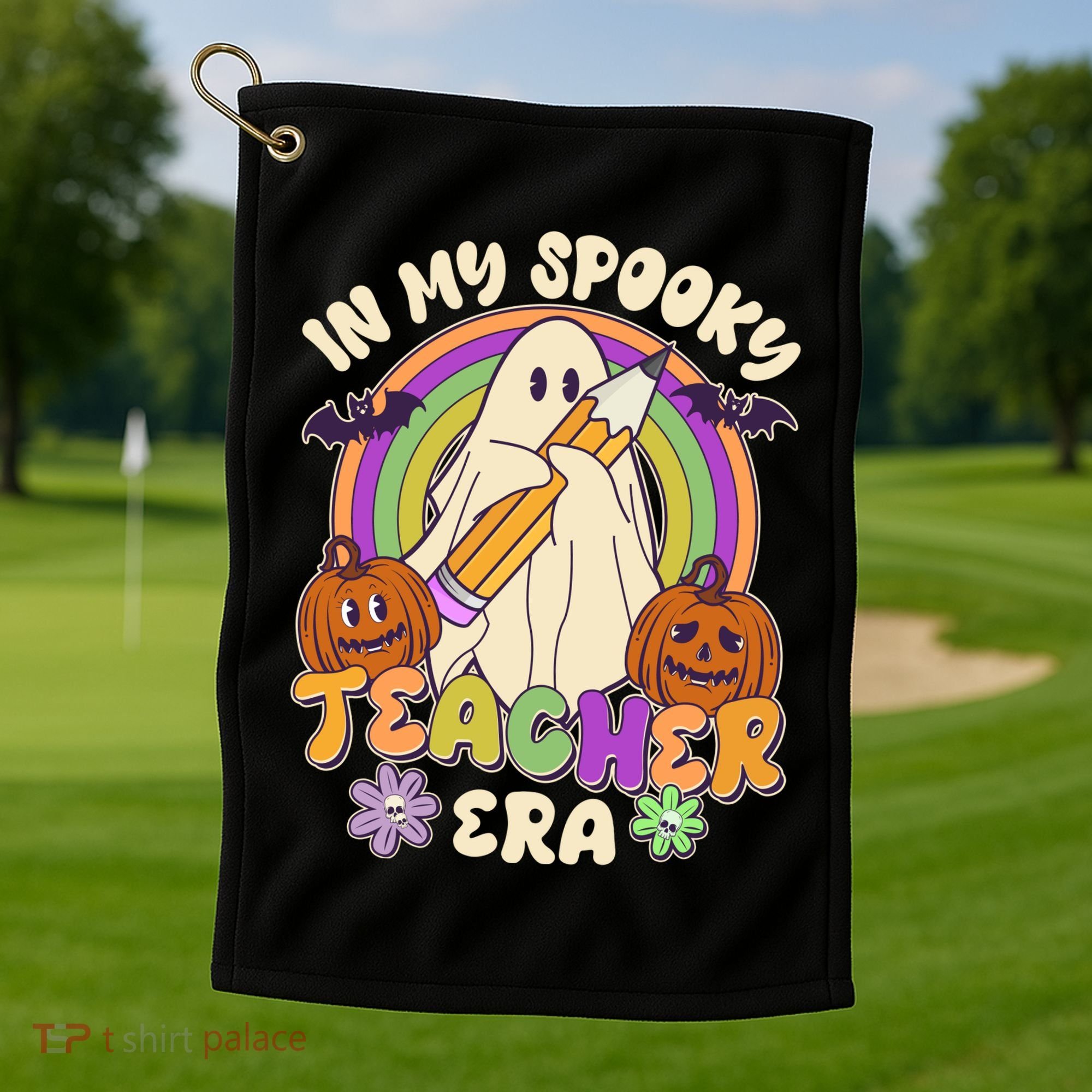 Funny Halloween In My Spooky Teacher Era Golf Towel