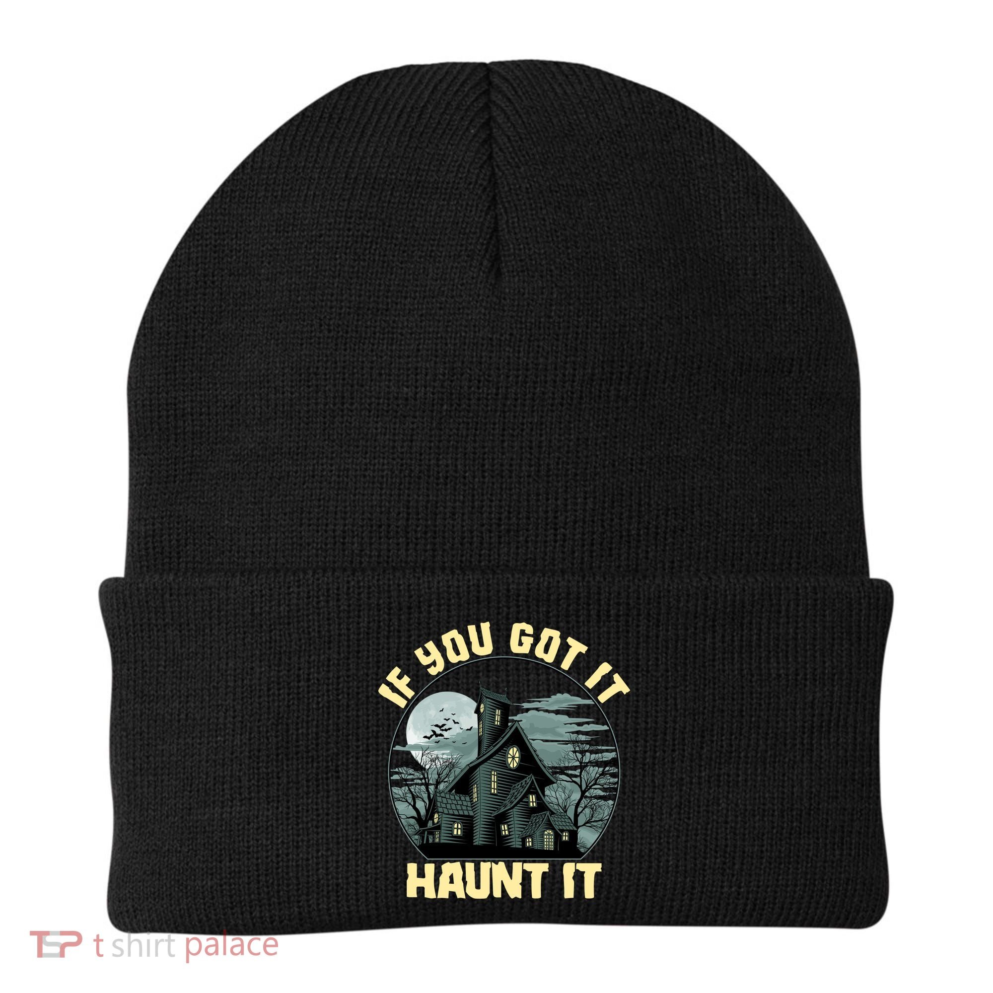 Funny Halloween If You Got It Haunt It Haunted House Beanie