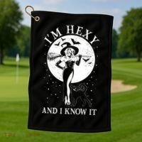 Funny Halloween I'm Hexy And I Know It Sexy Witch Golf Towel thumb 1