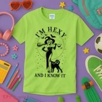 Funny Halloween I'm Hexy And I Know It Sexy Witch Kids T-Shirt thumb 3
