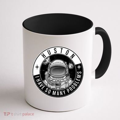 Funny Huston I Have So Many Problems Astronaut Emblem Coffee Mug back