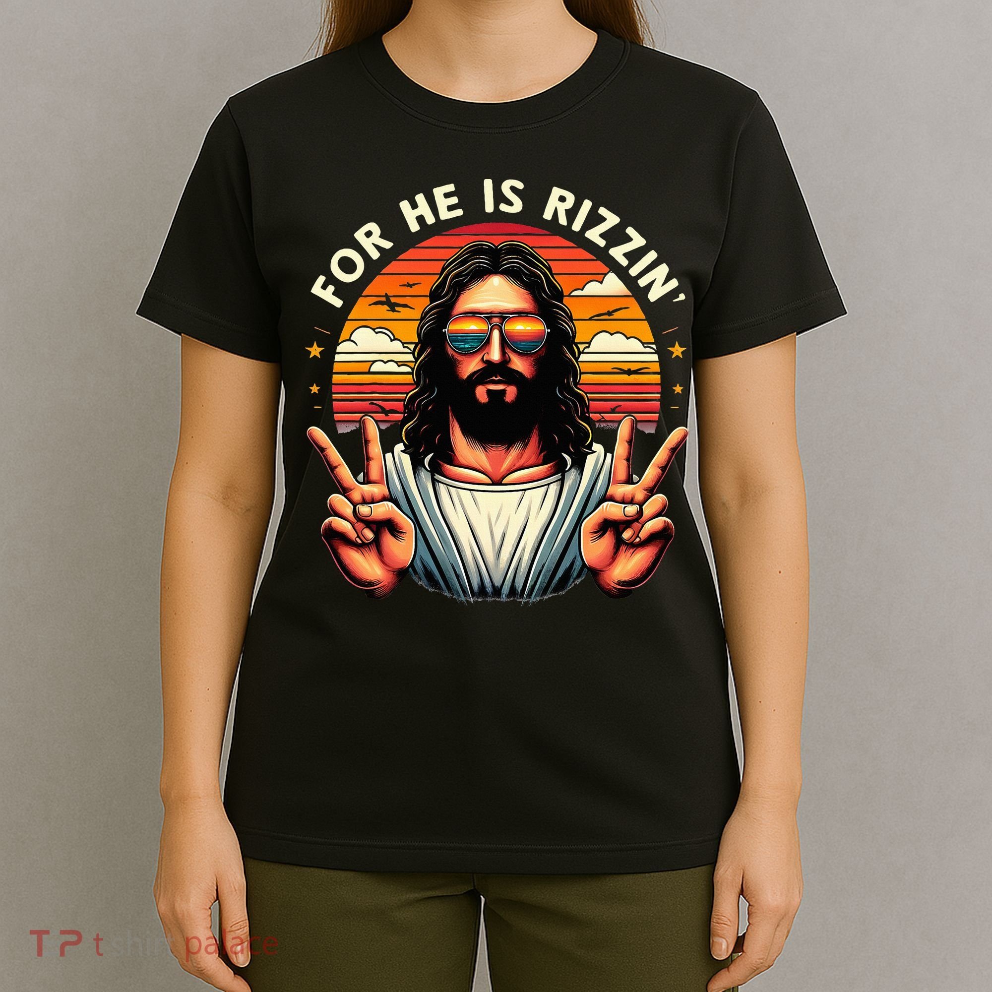 For He Is Rizzen Jesus Is Rizzen Christian Jesus Jokes T-Shirt