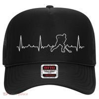 Funny Heartbeat Ice Hockey Player Puck Funny Gift Hat thumb 0