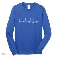 Funny Heartbeat Ice Hockey Player Puck Funny Gift Long Sleeve Shirt thumb 0