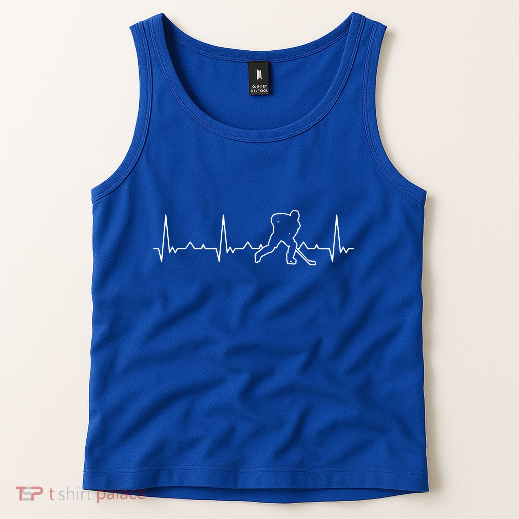 Funny Heartbeat Ice Hockey Player Puck Funny Gift Tank Top