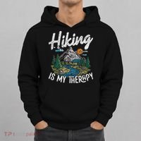 Funny Hiking Is My Therapy Outdoor Travel Mountains For Her Hoodie thumb 0