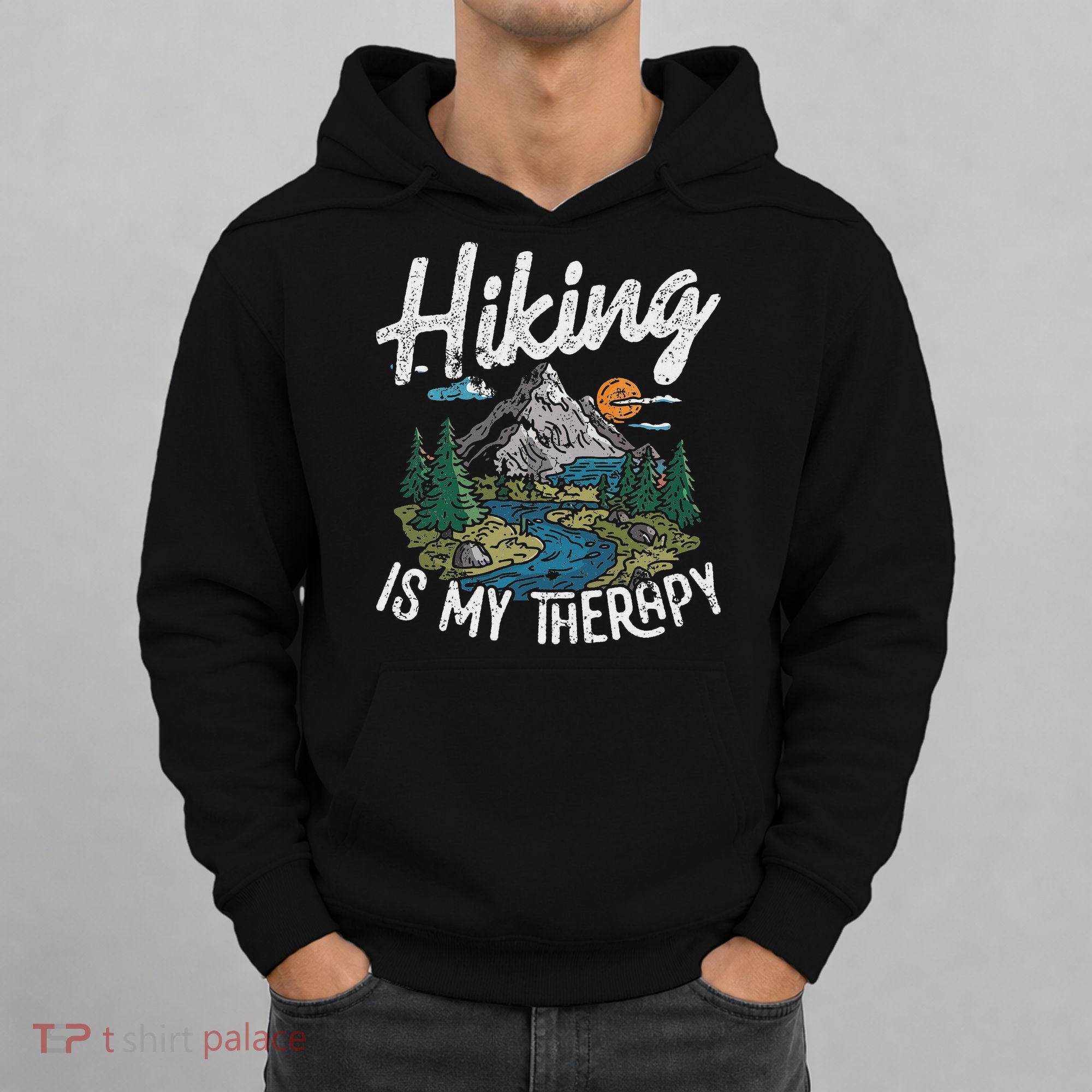Funny Hiking Is My Therapy Outdoor Travel Mountains For Her Hoodie