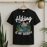Funny Hiking Is My Therapy Outdoor Travel Mountains For Her T-Shirt thumb 2