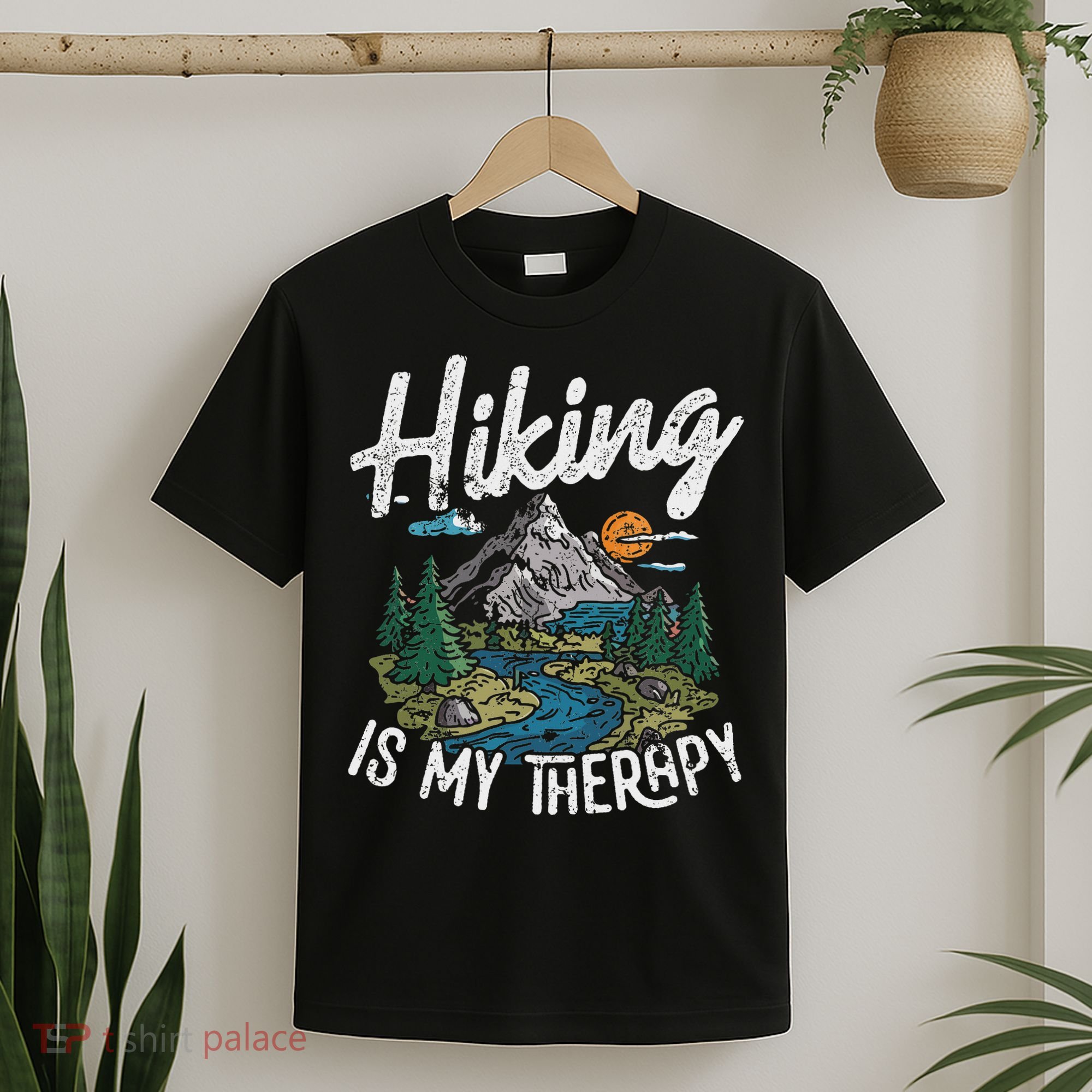 Funny Hiking Is My Therapy Outdoor Travel Mountains For Her T-Shirt