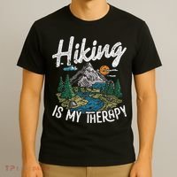 Funny Hiking Is My Therapy Outdoor Travel Mountains For Her T-Shirt thumb 3