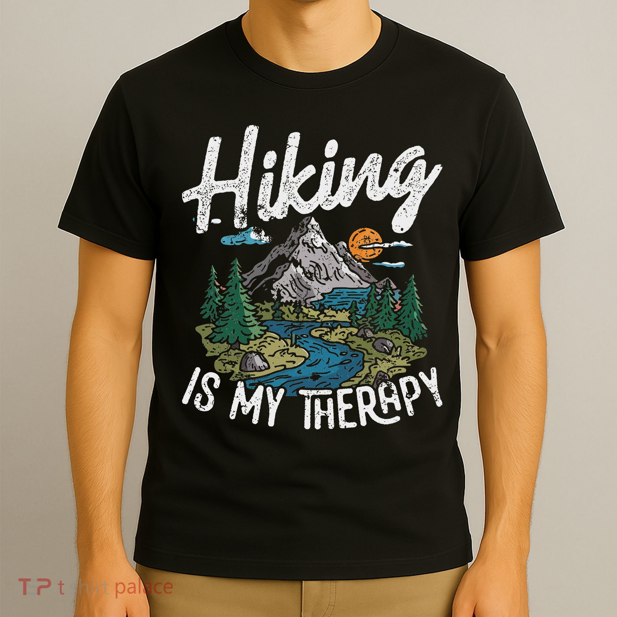 Funny Hiking Is My Therapy Outdoor Travel Mountains For Her T-Shirt