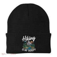 Funny Hiking Is My Therapy Outdoor Travel Mountains For Her Beanie thumb 0