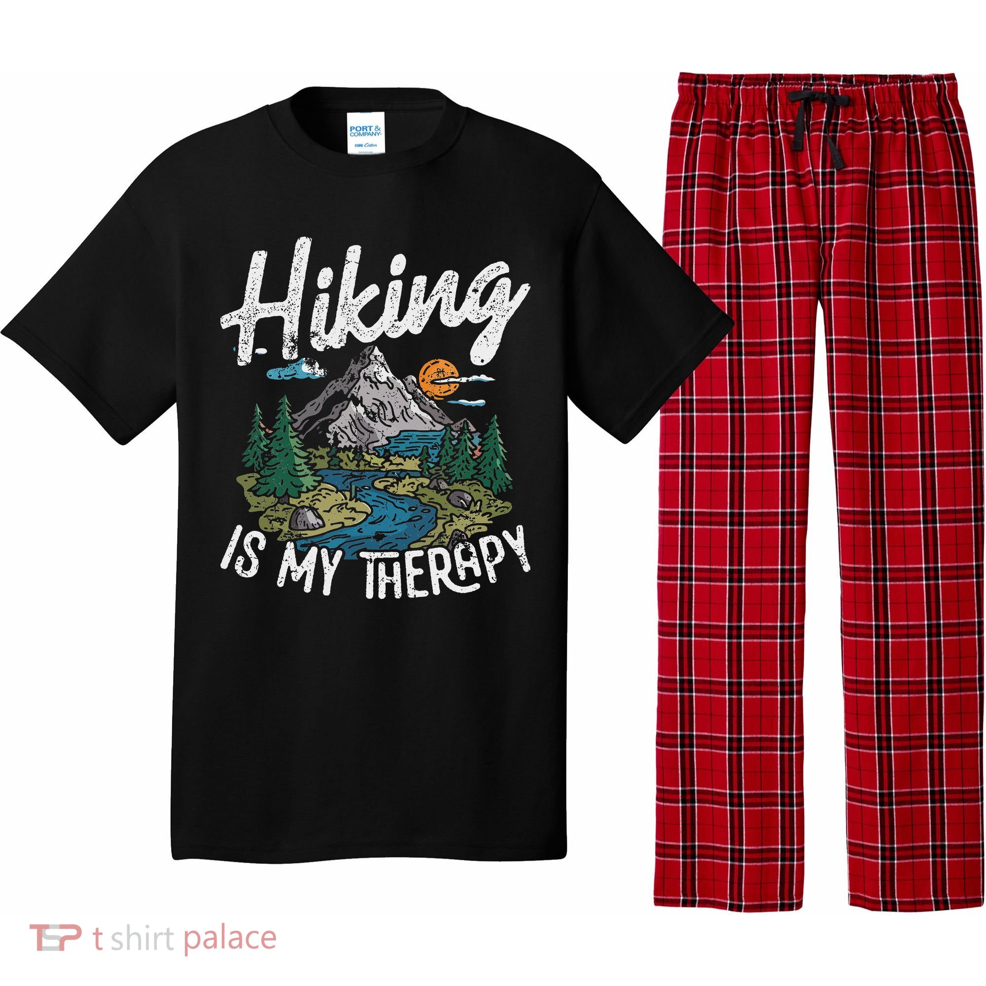 Funny Hiking Is My Therapy Outdoor Travel Mountains For Her Pajama Set