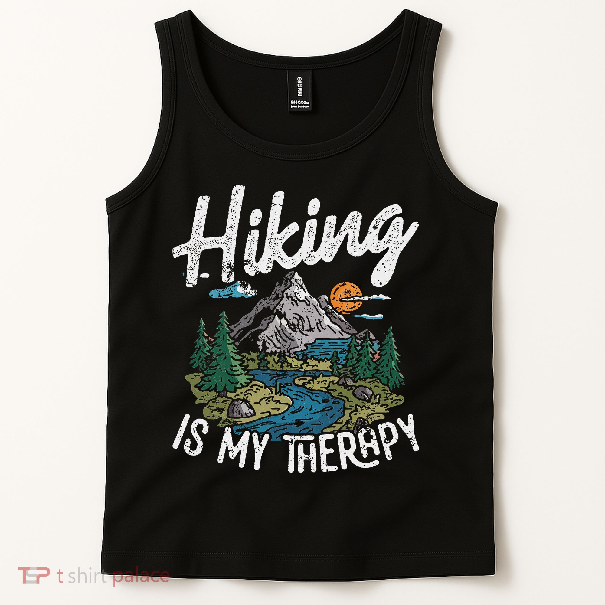 Funny Hiking Is My Therapy Outdoor Travel Mountains For Her Tank Top