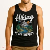 Funny Hiking Is My Therapy Outdoor Travel Mountains For Her Tank Top thumb 3