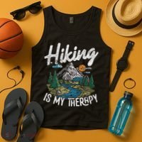 Funny Hiking Is My Therapy Outdoor Travel Mountains For Her Tank Top thumb 4