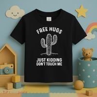Free Hugs Just Kidding Don't Touch Me Cactus Not A Hugger TShirt Toddler T-Shirt thumb 3
